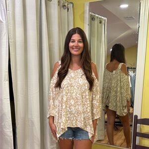 ODDY Beige Patterned Women's Blouse